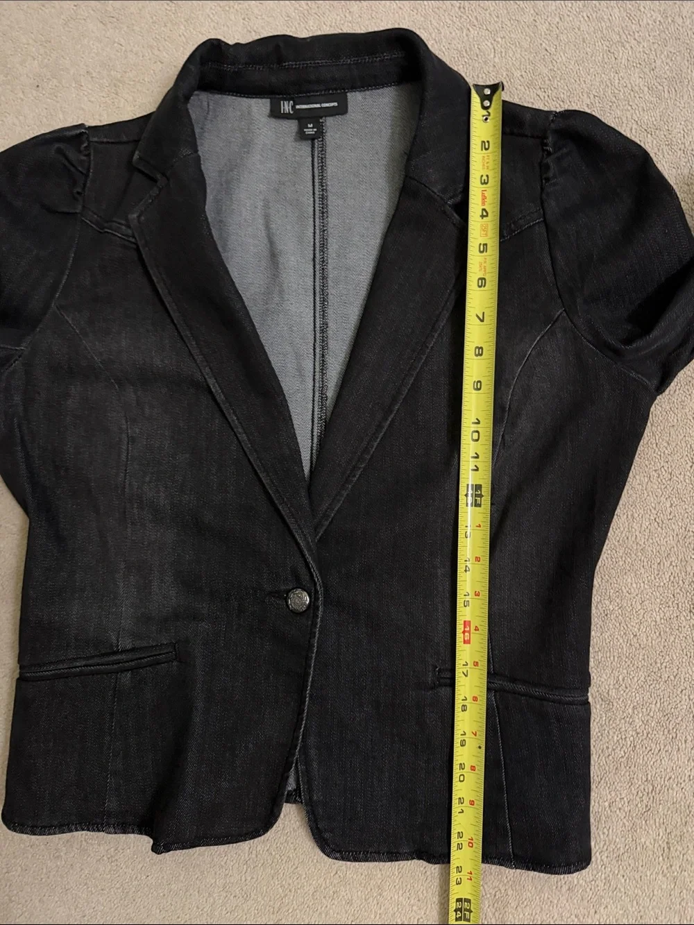 INC International Concepts Black Denim Single-Button Women's Blazer
